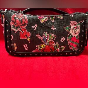 Ed Hardy Satchel Purse Covertible Tote to Crossbody Bag  New